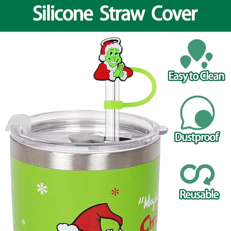 ZERCEJC 6 PCS Christmas Straw Cover Cap for Stanley Cup, Xmas Silicone Toppers Compatible With 30&40 Oz Tumbler, Reusable Tips Lids for Cup Accessories - Image 2